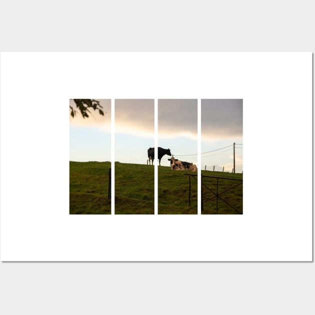 Two cows on the hill at sunset after a shower. Backlight. Wall Art by fabbroni-art